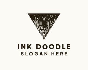 Floral Home Doodle logo design