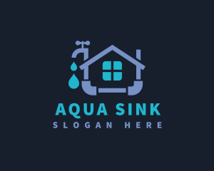 Sink - Water Droplet Plumbing House logo design