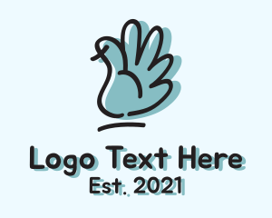 Doodle - Blue Waving Hand logo design