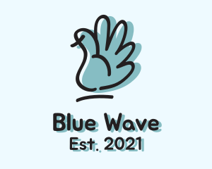 Blue Waving Hand  logo design