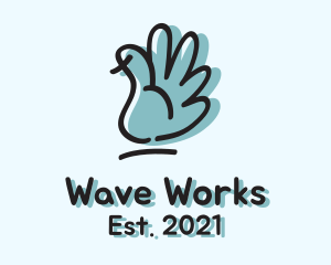 Waving - Blue Waving Hand logo design