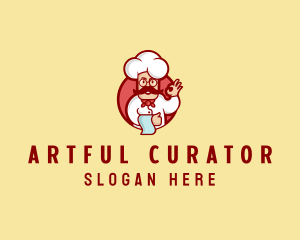 Happy Mustache Chef  logo design