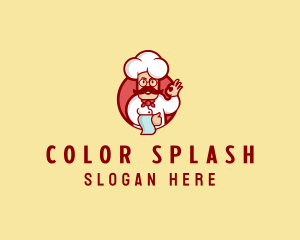 Happy Mustache Chef  logo design