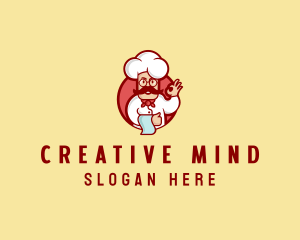 Happy Mustache Chef  logo design