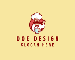 Happy Mustache Chef  logo design