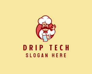 Happy Mustache Chef  logo design