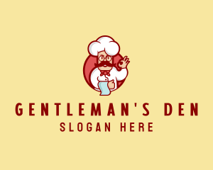 Happy Mustache Chef  logo design