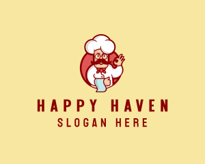 Happy Mustache Chef  logo design