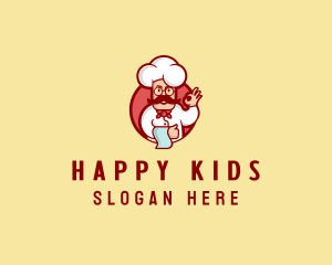 Happy Mustache Chef  logo design