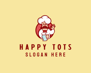 Happy Mustache Chef  logo design