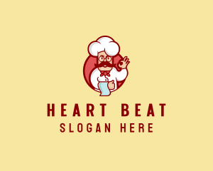 Happy Mustache Chef  logo design