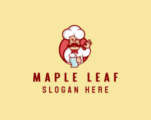 Happy Mustache Chef  logo design