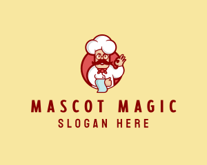 Happy Mustache Chef  logo design