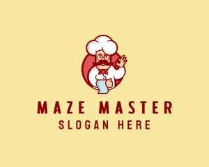 Happy Mustache Chef  logo design