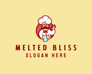 Happy Mustache Chef  logo design