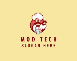 Happy Mustache Chef  logo design