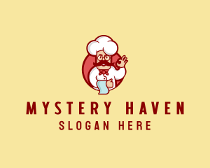 Happy Mustache Chef  logo design