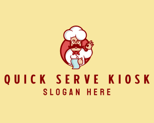 Happy Mustache Chef  logo design