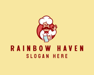 Happy Mustache Chef  logo design