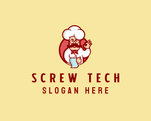 Happy Mustache Chef  logo design