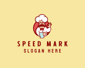 Happy Mustache Chef  logo design