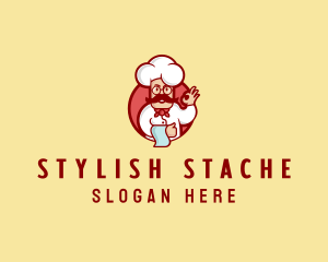 Mustache - Happy Mustache Chef logo design