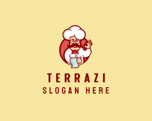 Happy Mustache Chef  logo design