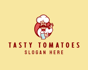 Happy Mustache Chef  logo design