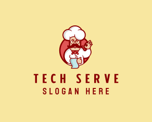 Server - Happy Mustache Chef logo design