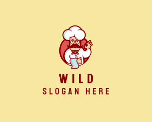 Happy Mustache Chef  logo design