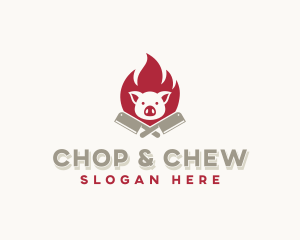 Flaming - Pork Butcher Cleaver logo design
