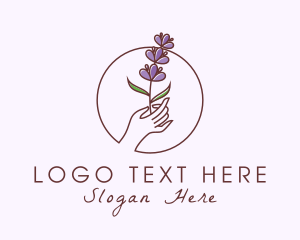 Feminine - Lavender Wellness Hand logo design