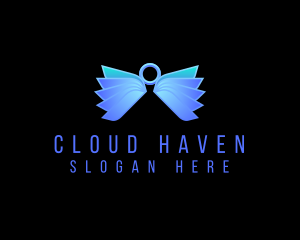 Heaven - Wings Angel Halo logo design
