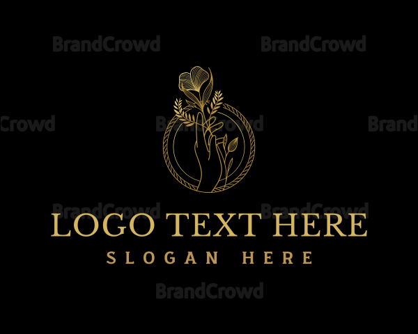 Hand Flowers Elegant Logo