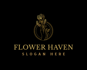 Hand Flowers Elegant logo design