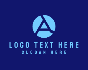 Round - Blue Business Letter A logo design