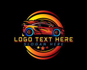 Sedan - Car Racing Flame logo design