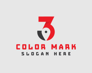 Marker - Location Pin Number 3 logo design