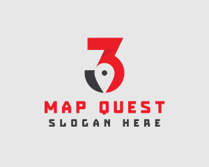 Maps - Location Pin Number 3 logo design