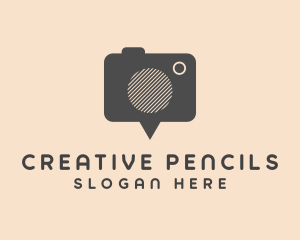 Simple Camera Pin logo design