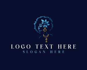 African - Hair Afro Flower logo design