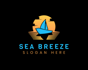 Sunset Travel Boat logo design