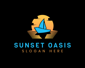 Sunset Travel Boat logo design