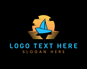 Sailing - Sunset Travel Boat logo design