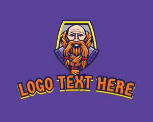 Fantasy - Viking Warrior Old Man Gaming logo design