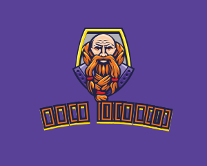 Gamer - Viking Warrior Old Man Gaming logo design