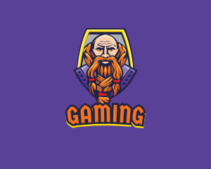 Viking Warrior Old Man Gaming logo design