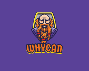 Viking Warrior Old Man Gaming logo design