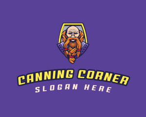 Viking Warrior Old Man Gaming logo design