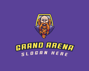 Viking Warrior Old Man Gaming logo design